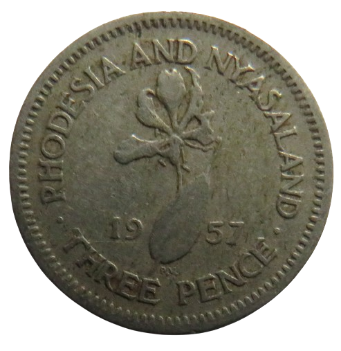 1957 Rhodesia and Nyasaland Threepence Coin