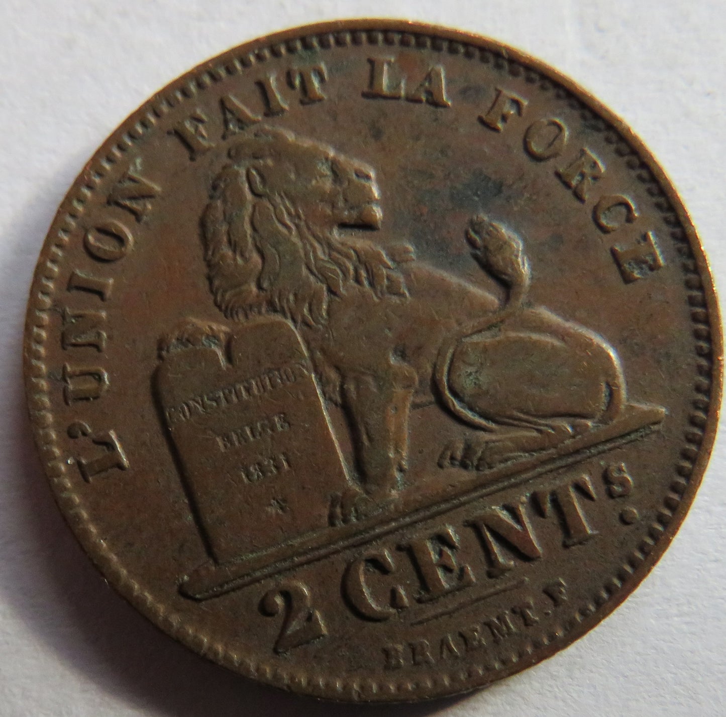 1912 Belgium 2 Centimes Coin