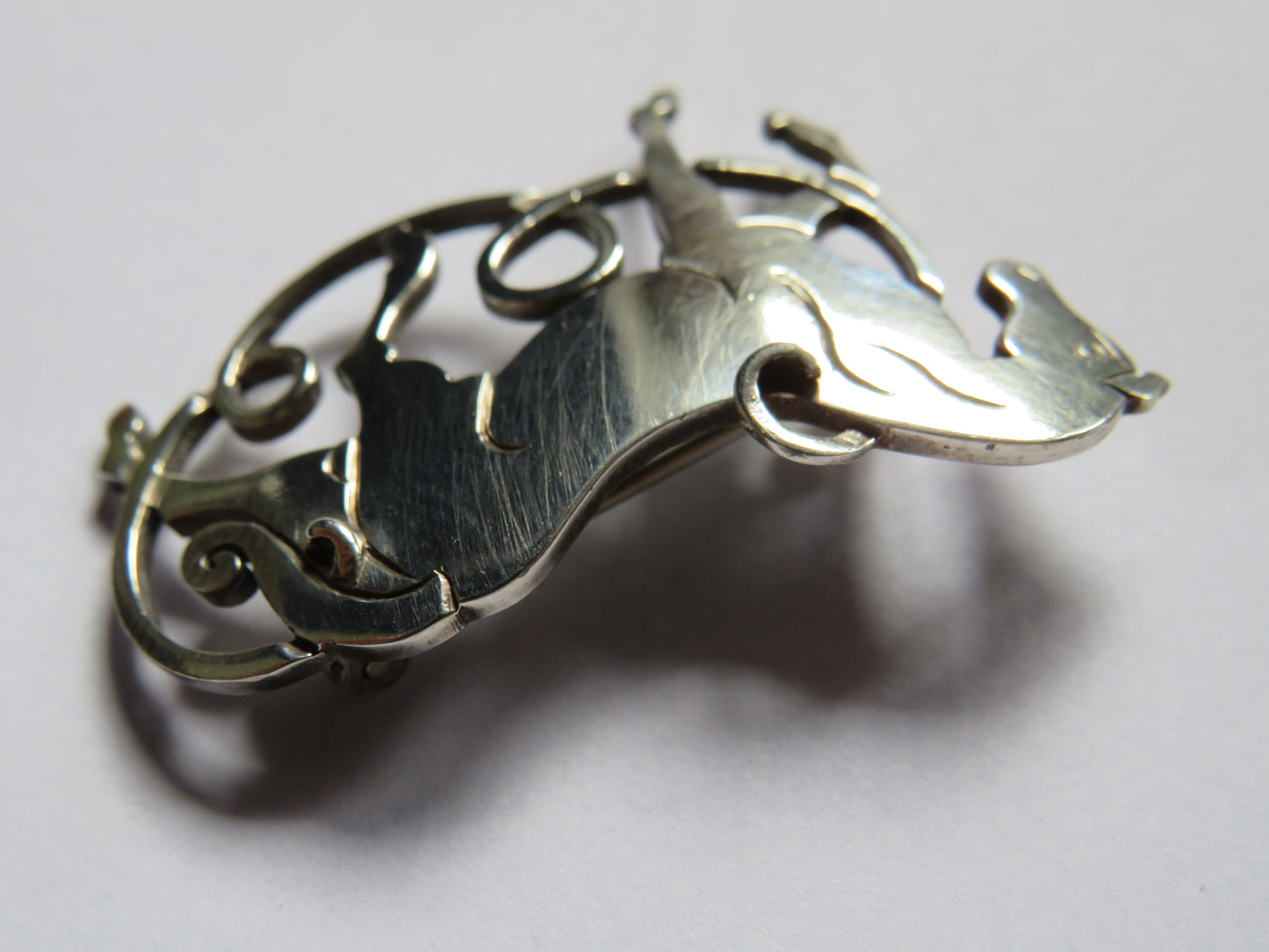 Vintage Sterling Silver "Celtic Beastie Horse " Brooch By Peter Roberts Edinburgh 1996 Hallmarks