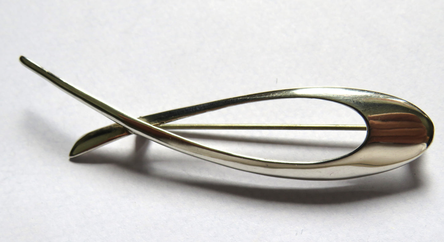 Stylish Sterling Silver Brooch By Malcolm Gray