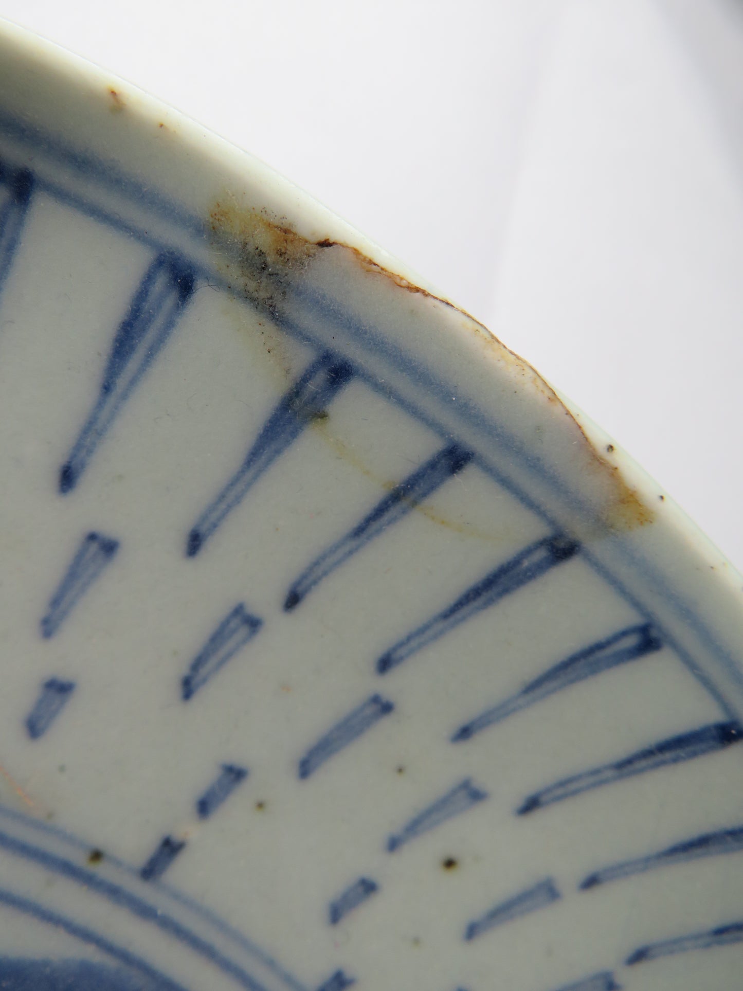Antique Chinese Qing Dynasty Glazed Stoneware Red & Blue Lion Plate