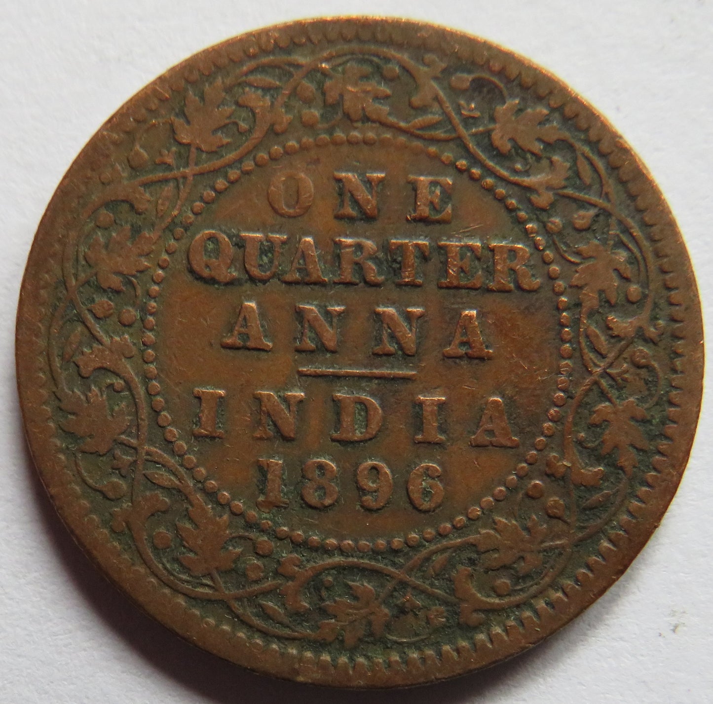 1896 Queen Victoria India 1/4 Anna Coin