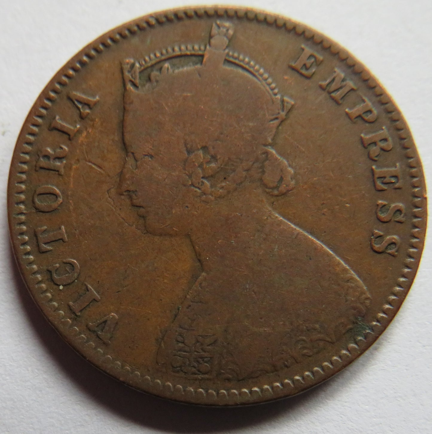 1896 Queen Victoria India 1/4 Anna Coin