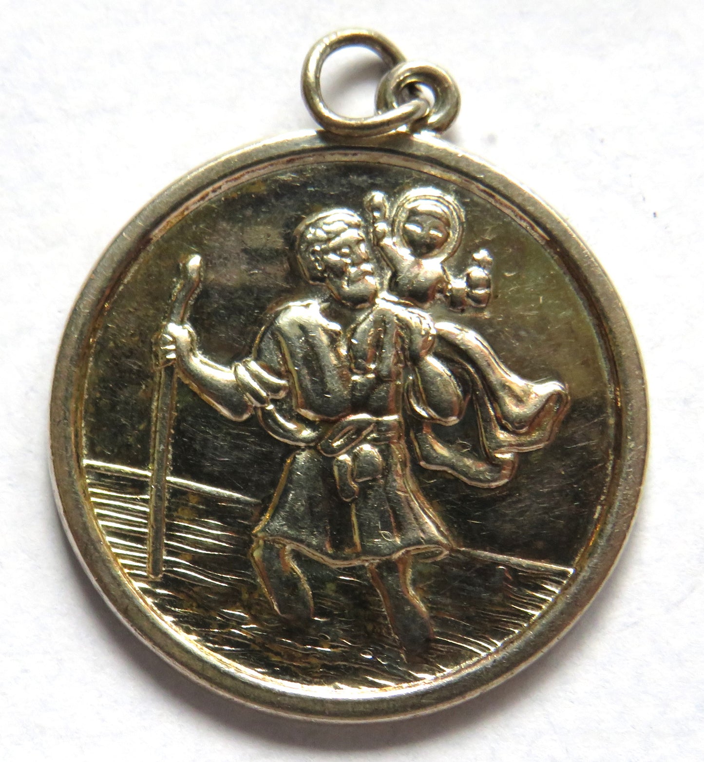 Silver St Christopher Pendant With Airplane, Train, Car, Boat Reverse