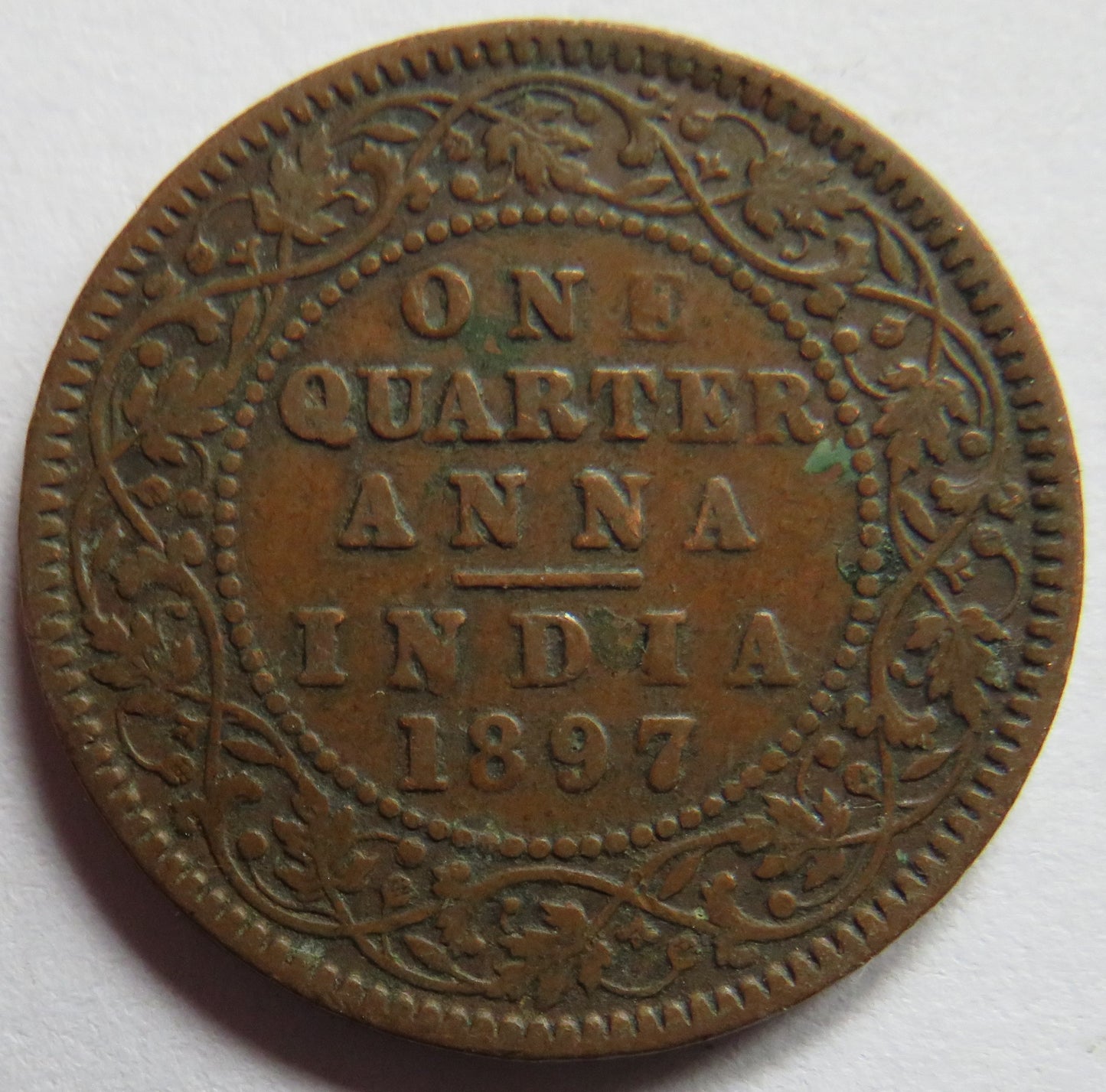 1897 Queen Victoria India 1/4 Anna Coin