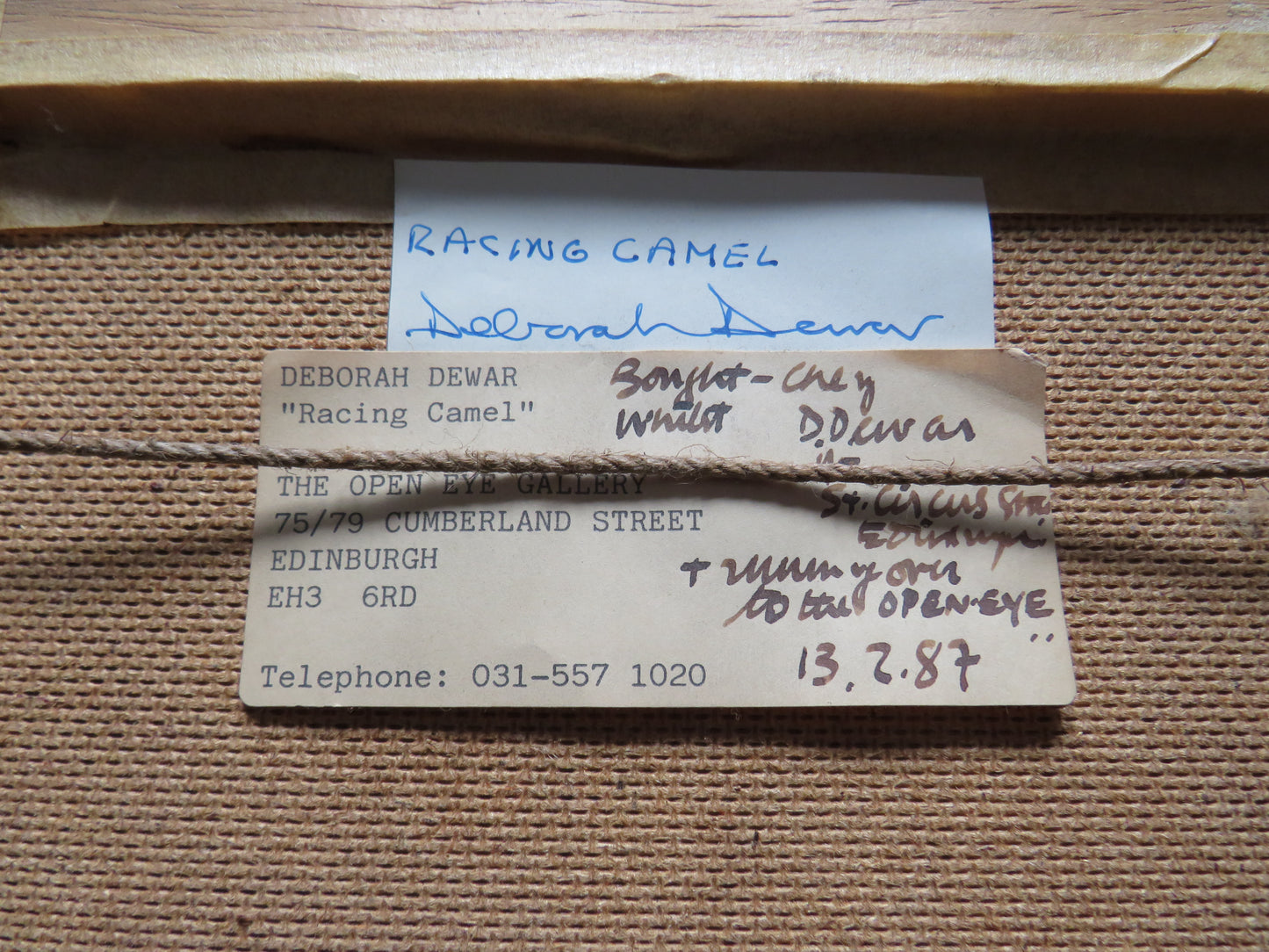 Framed Oil Painting of "Racing Camel" By Deborah Dewar 1987