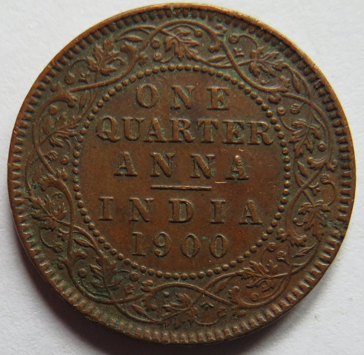 1900 Queen Victoria India 1/4 Anna Coin