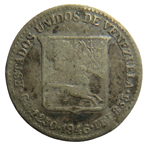 1946 Venezuela Silver 25 Centimos Coin