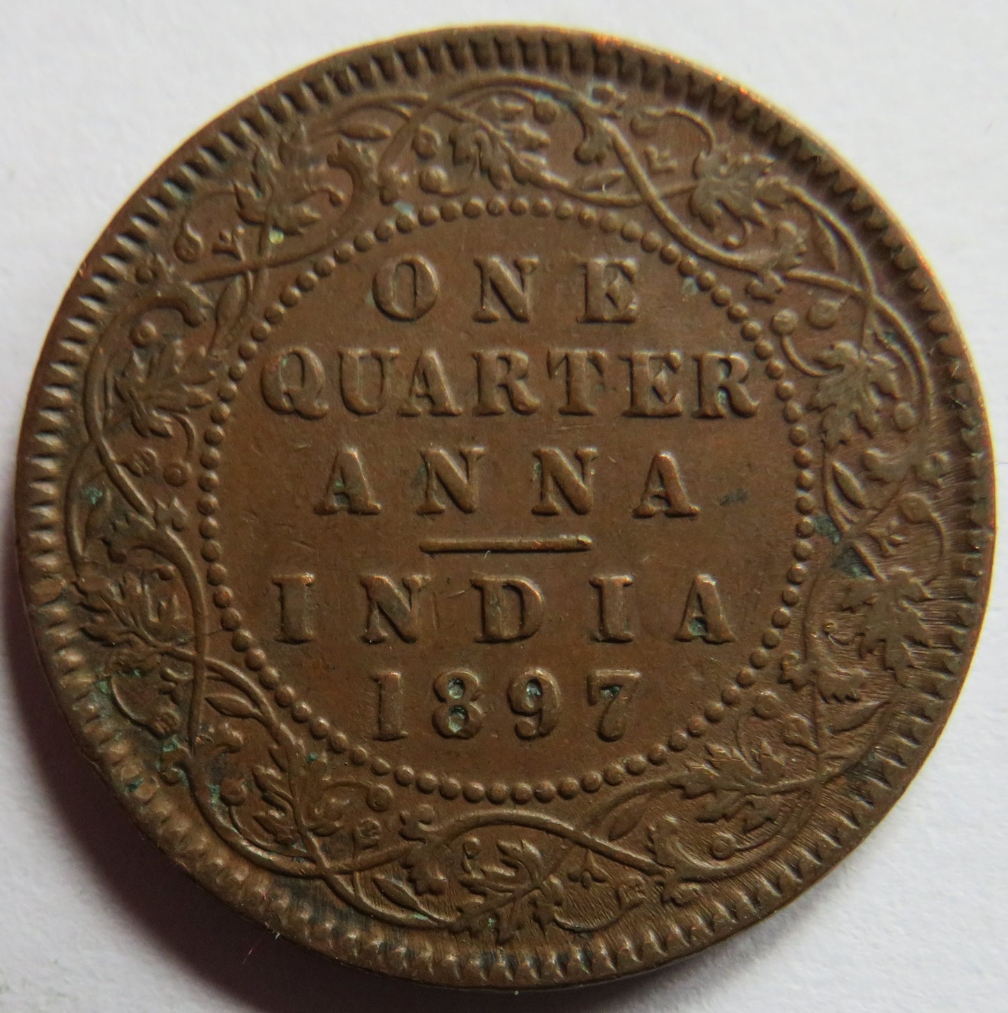 1897 Queen Victoria India 1/4 Anna Coin