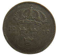 Load image into Gallery viewer, 1919 Sweden Silver 10 Ore Coin
