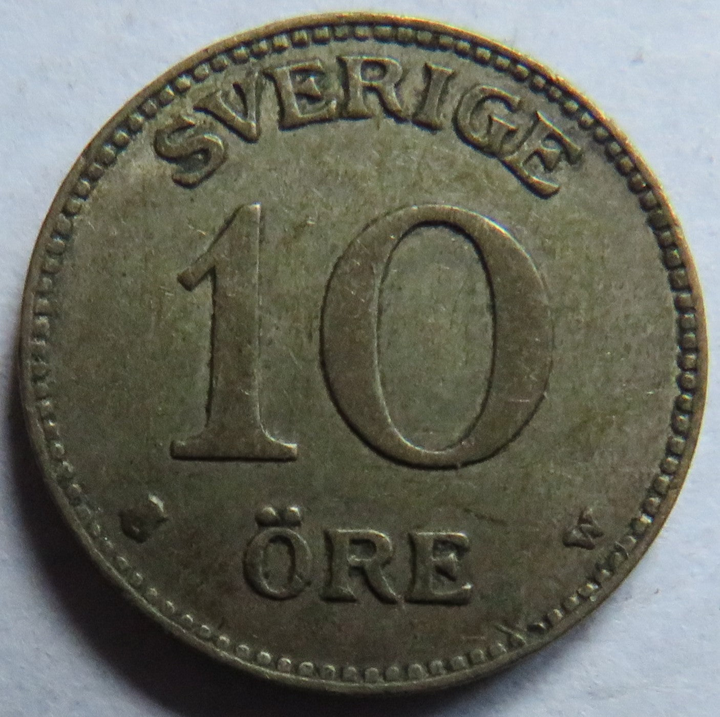 1919 Sweden Silver 10 Ore Coin