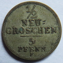 Load image into Gallery viewer, 1856 German States Saxony-Albertine 1/2 Neu-Groschen Coin
