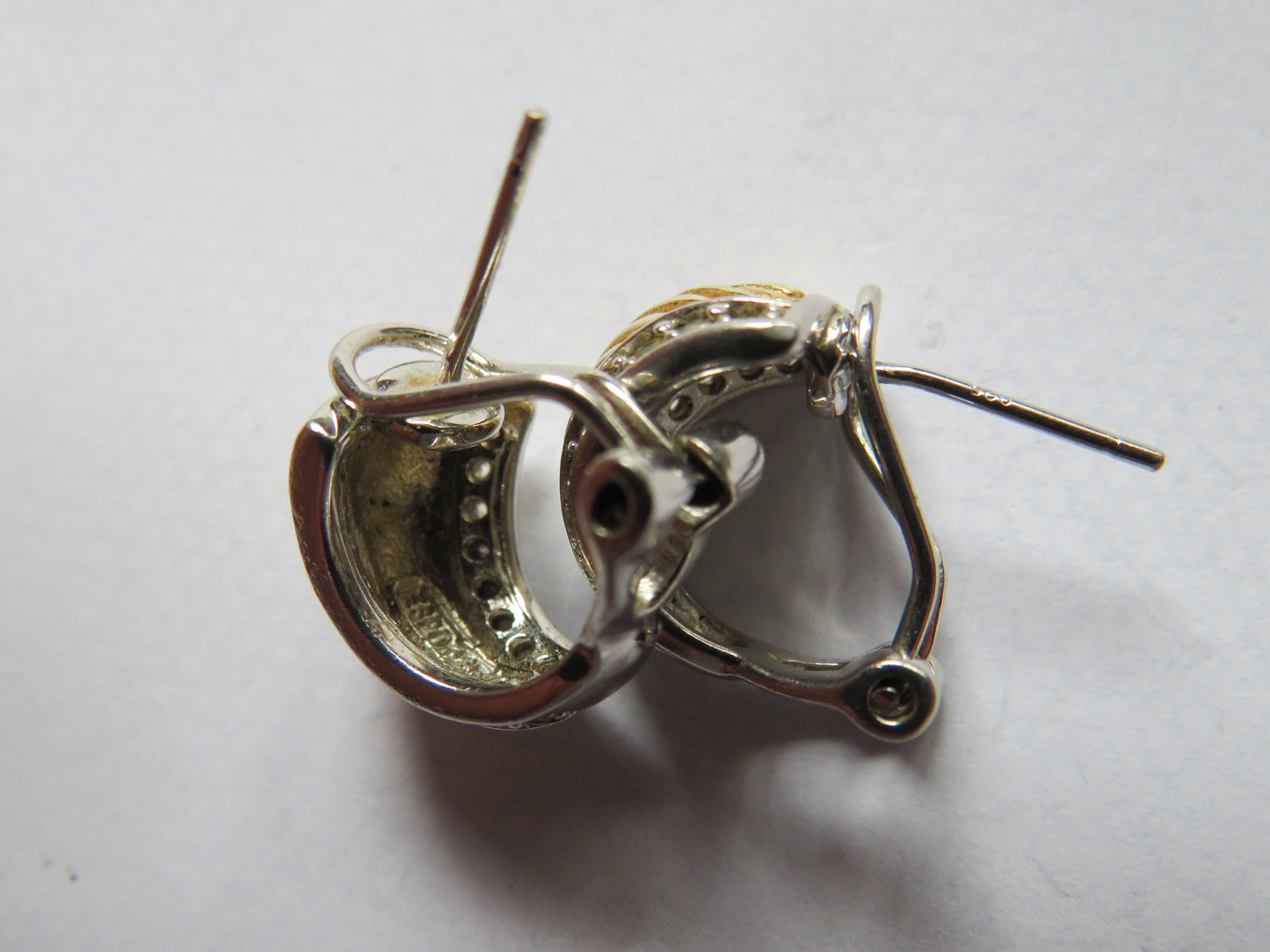 Stylish Pair of Sterling Silver & Gold Ladies Earrings