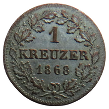 Load image into Gallery viewer, 1868 German States Bavaria One Kreuzer Coin
