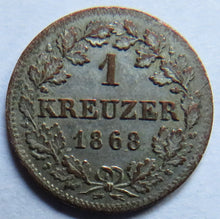 Load image into Gallery viewer, 1868 German States Bavaria One Kreuzer Coin
