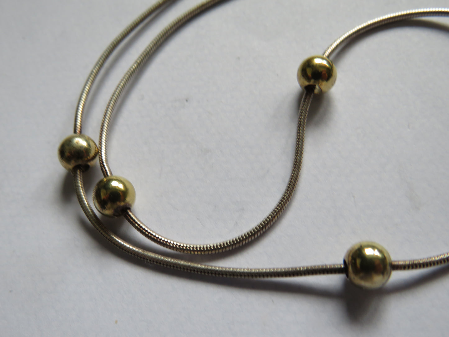 Stylish Ladies Sterling Silver & Gold Bead Necklace