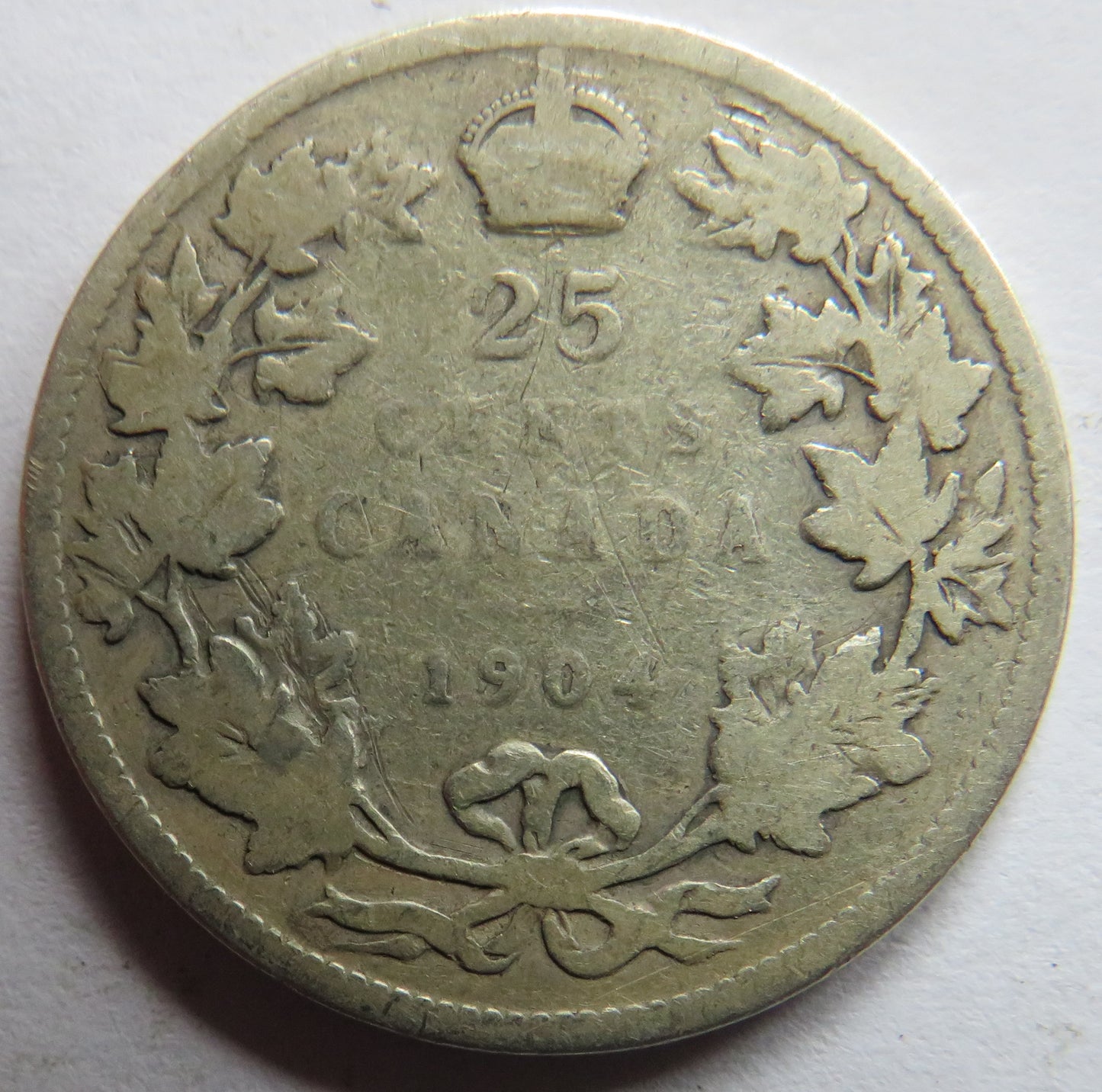 1904 King Edward VII Canada Silver 25 Cents Coin