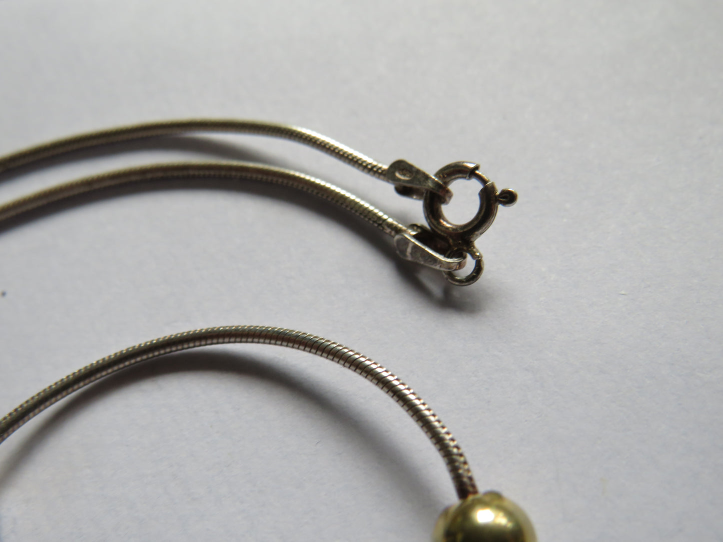 Stylish Ladies Sterling Silver & Gold Bead Necklace
