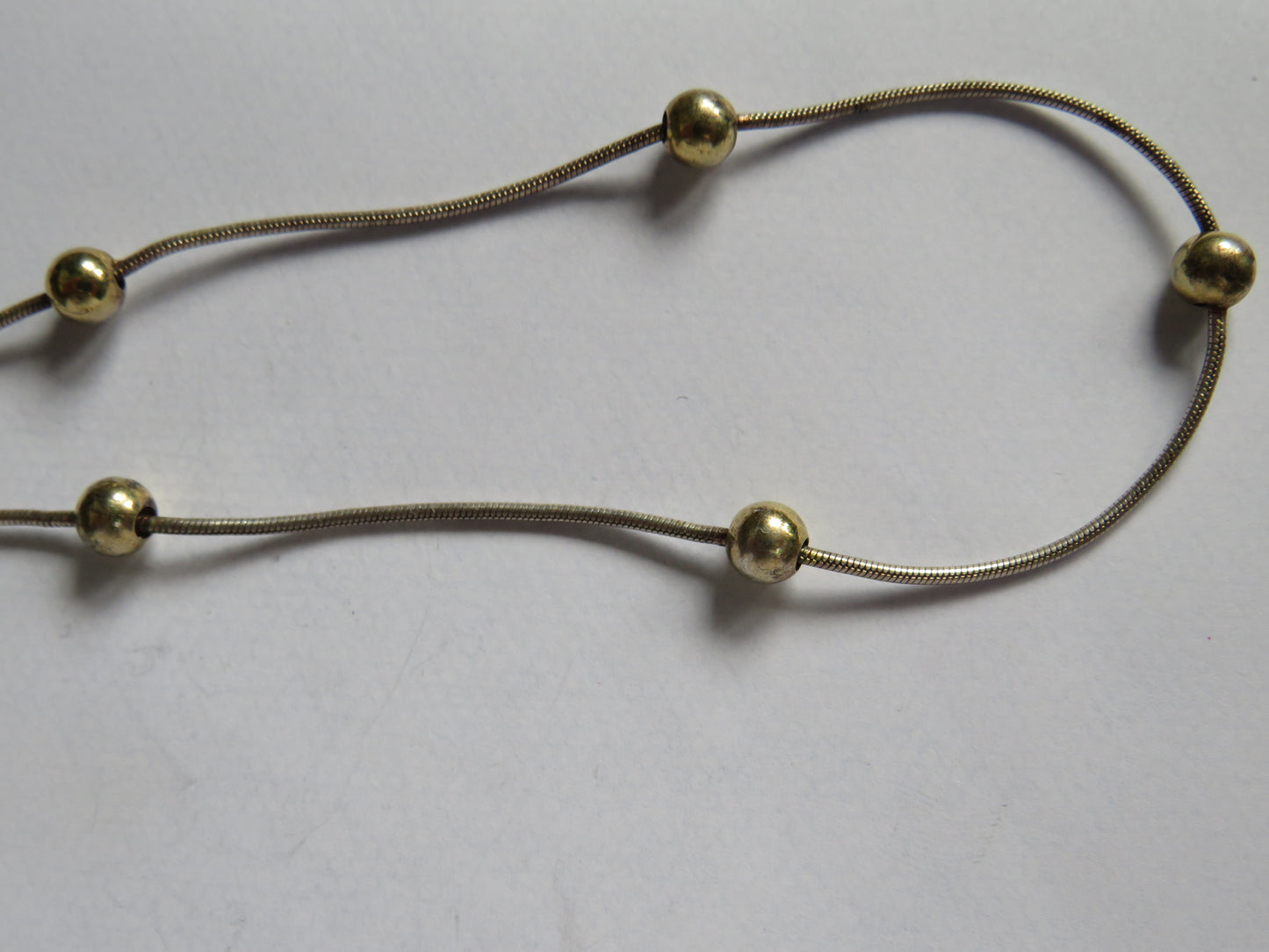 Stylish Ladies Sterling Silver & Gold Bead Necklace