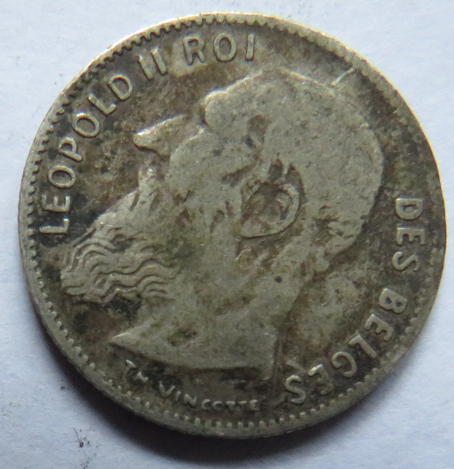 1907 Belgium Silver 50 Centimes Coin