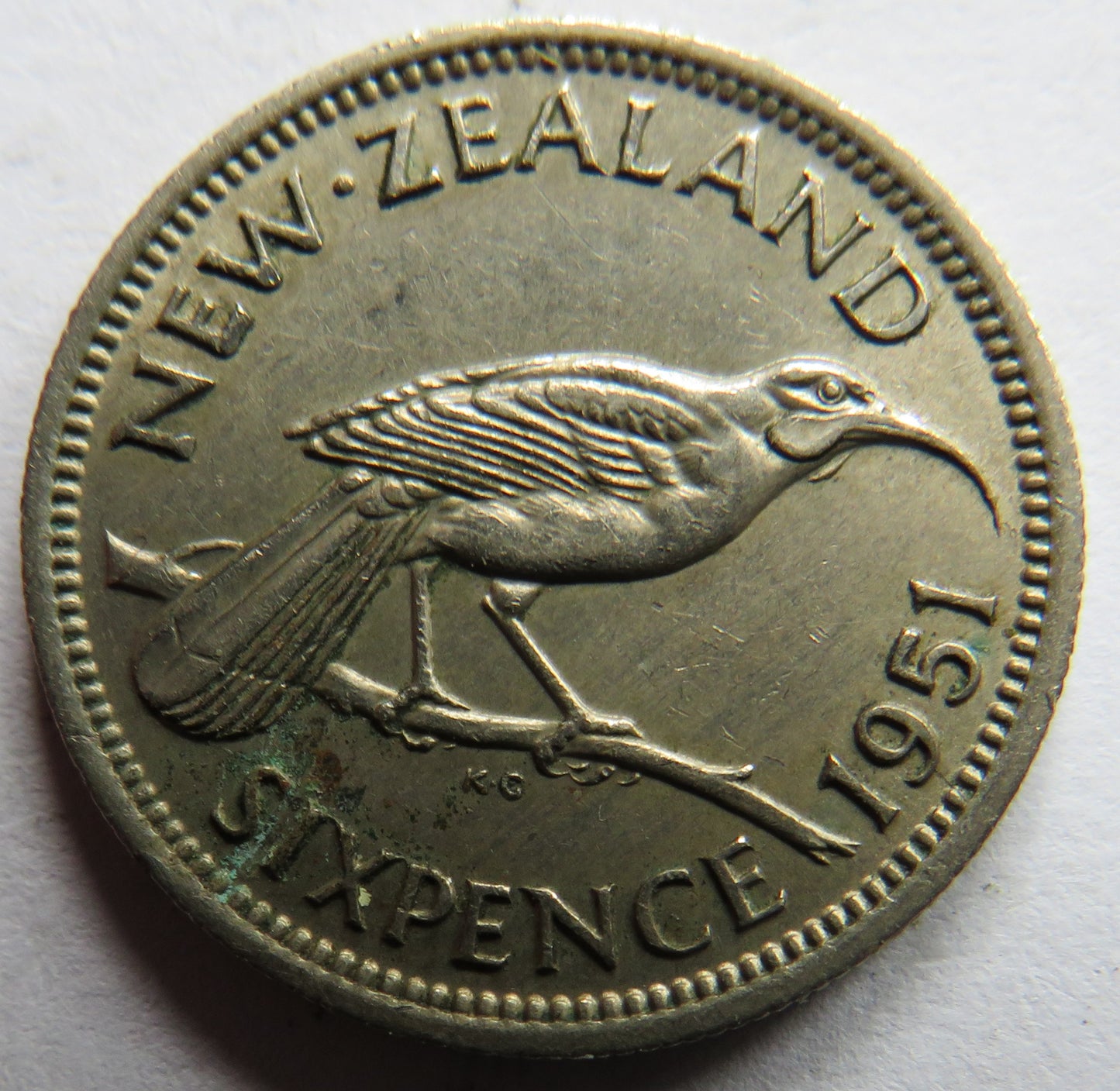 1951 King George VI New Zealand Sixpence Coin