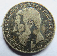 Load image into Gallery viewer, 1891 Congo Free State Silver 50 Centimes Coin
