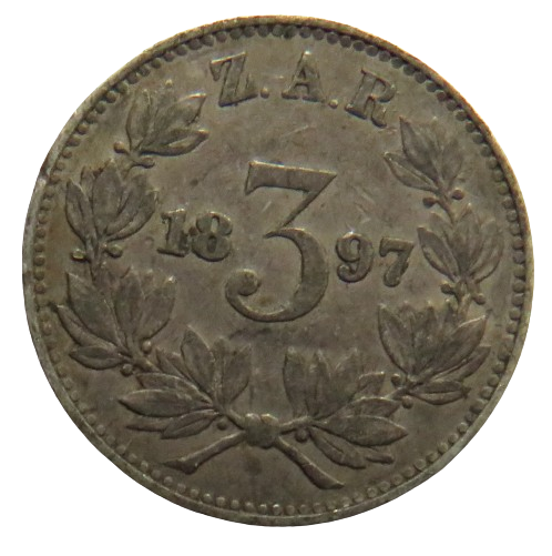 1897 South Africa Silver Threepence Coin