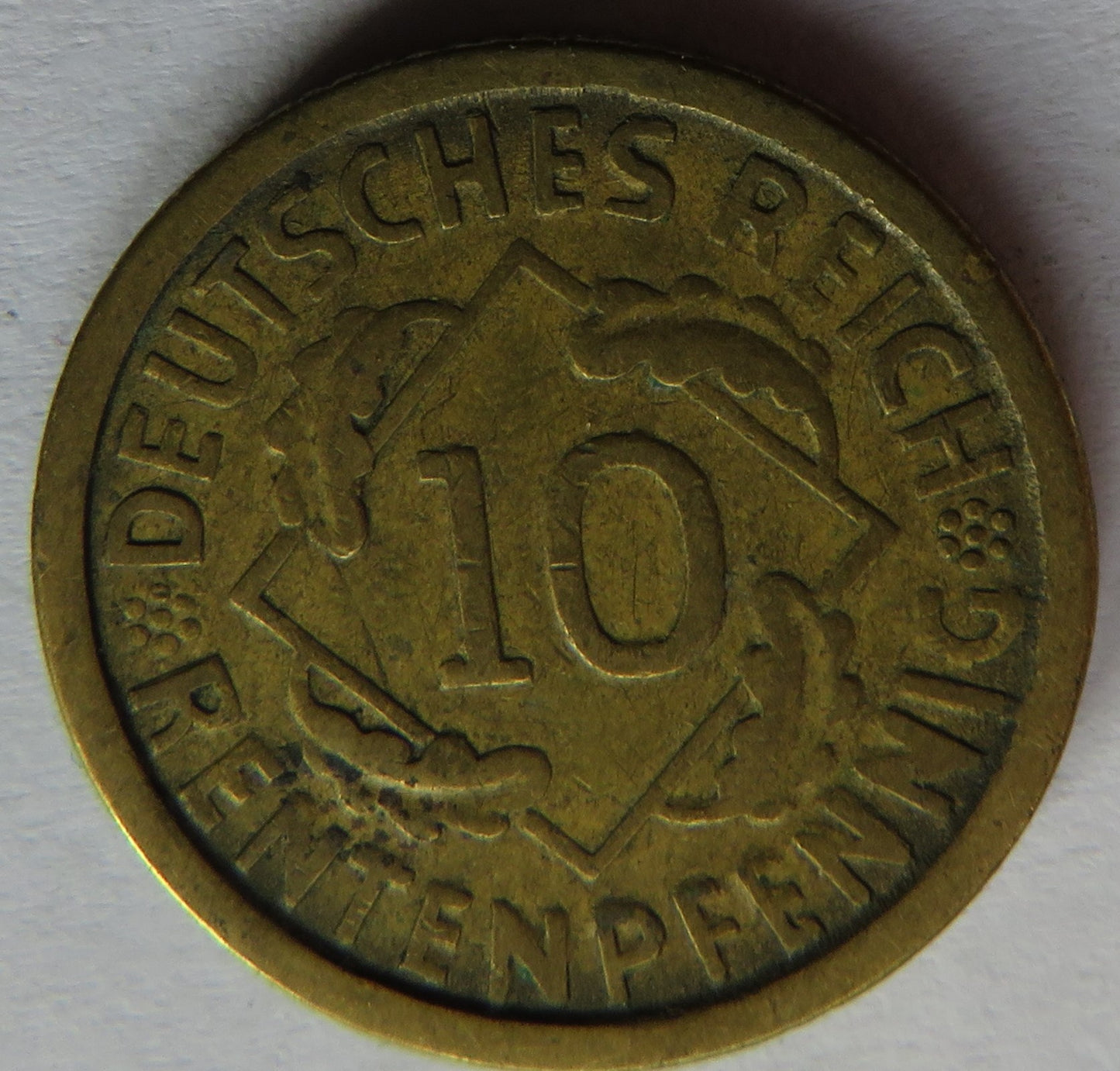 1924-A Germany - Weimar Republic 10 Reichspfennig Coin