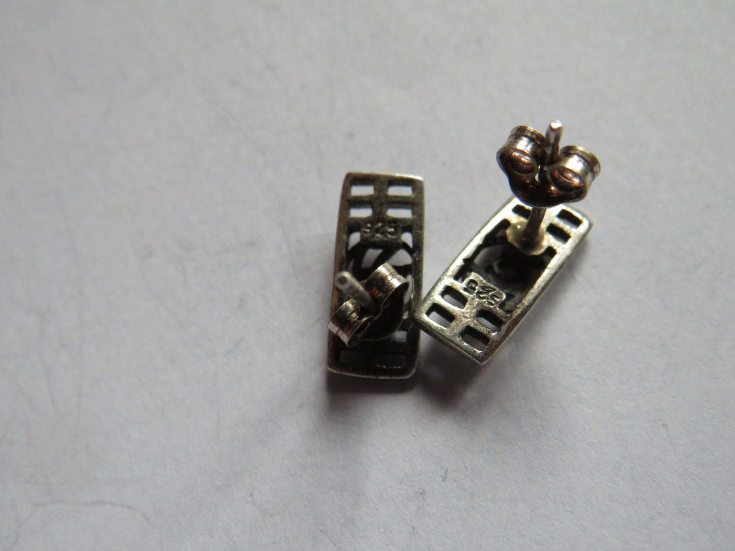 Vintage Pair of Ladies Sterling Silver Earrings In Charles Rennie Mackintosh Style