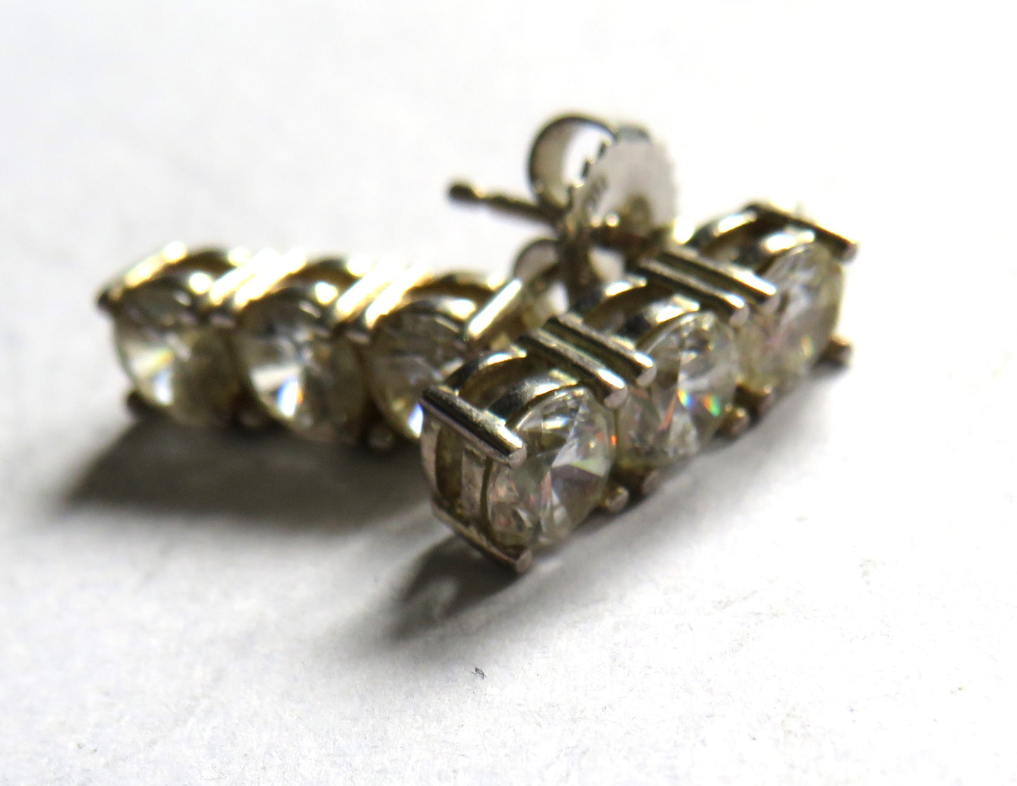 Stylish Pair of Ladies Sterling Silver CZ Earrings