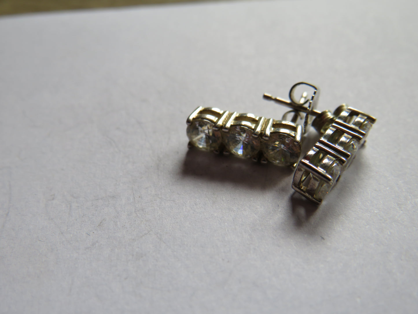 Stylish Pair of Ladies Sterling Silver CZ Earrings