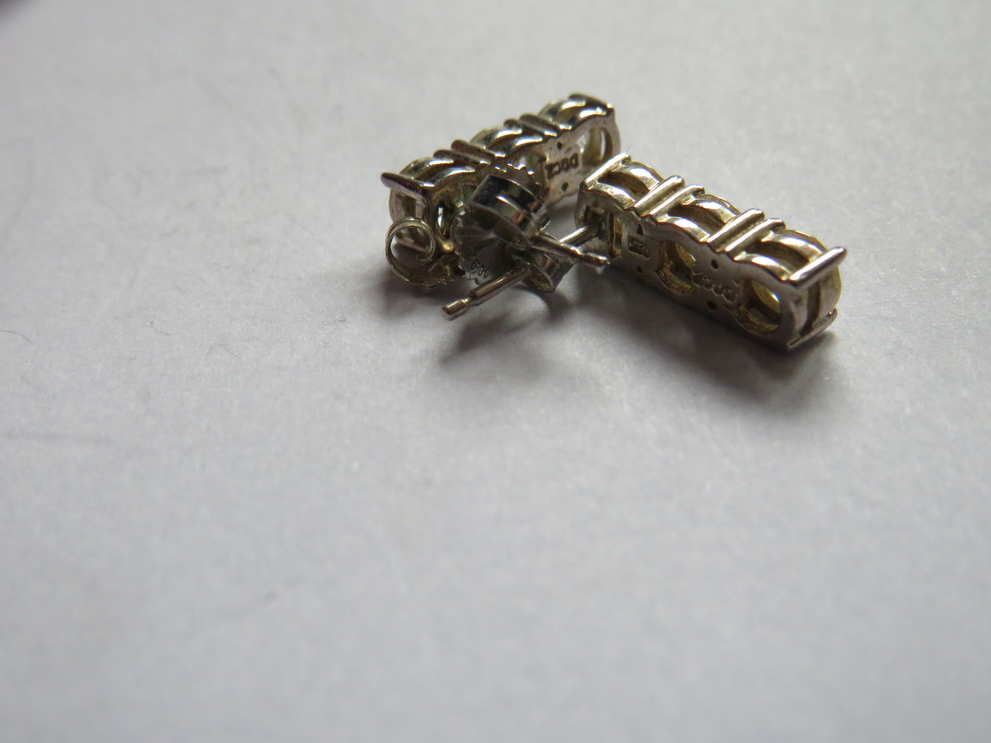 Stylish Pair of Ladies Sterling Silver CZ Earrings