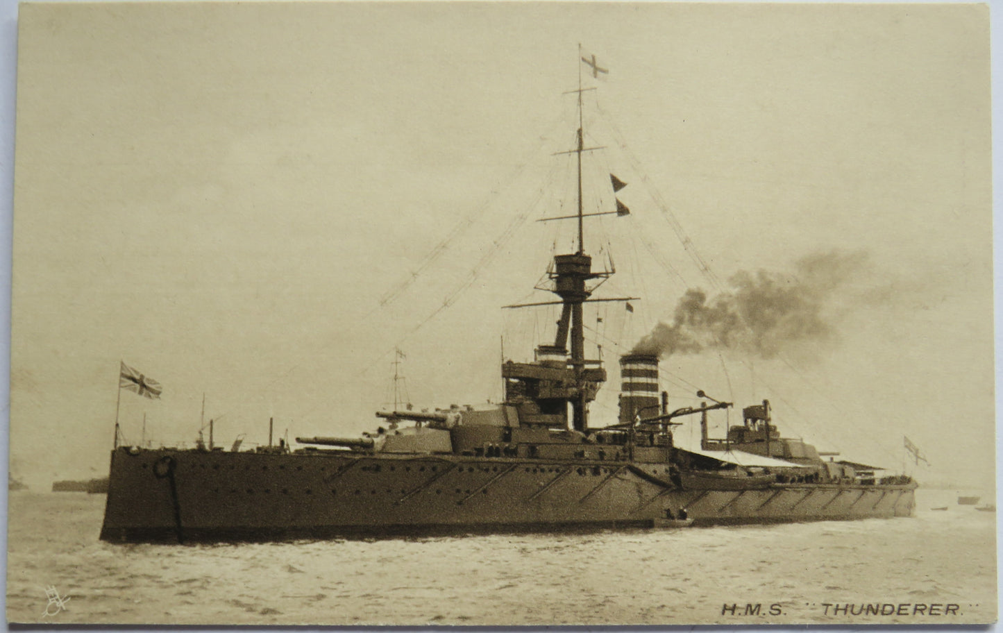 Vintage Warship Postcard of H.M.S. "Thunderer"