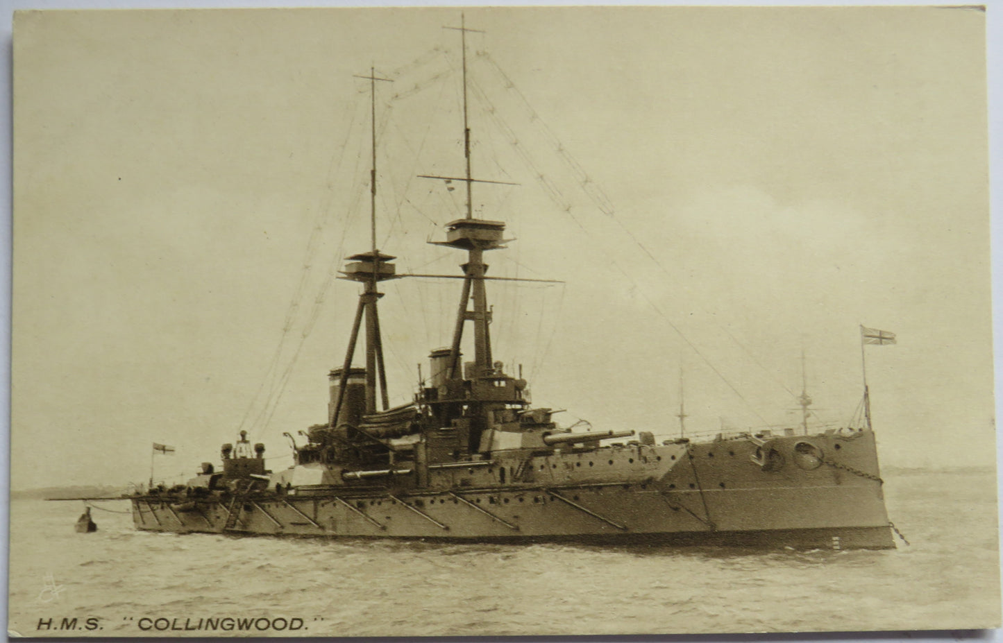 Vintage Warship Postcard of H.M.S. Collingwood