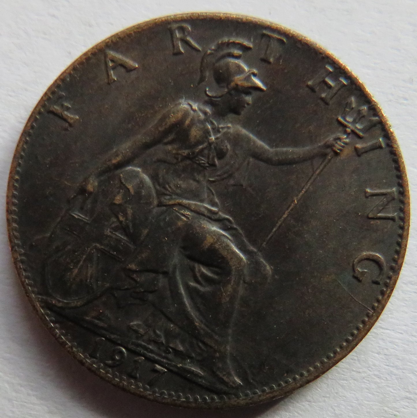 1917 King George V Farthing Coin In Better Grade