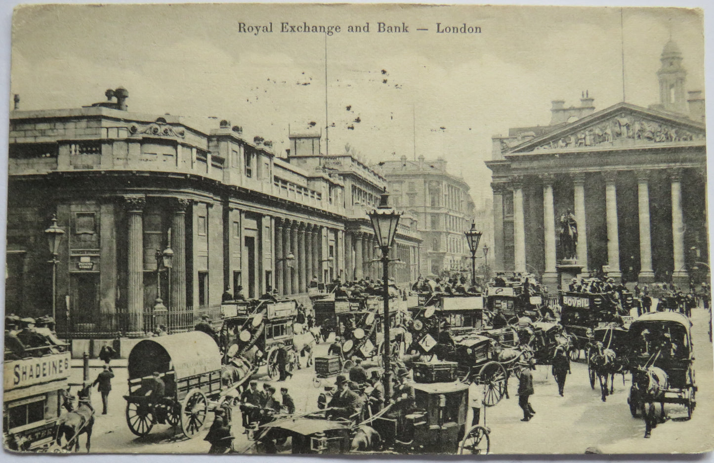 Vintage Postcard of Royal Exchange and Bank, London