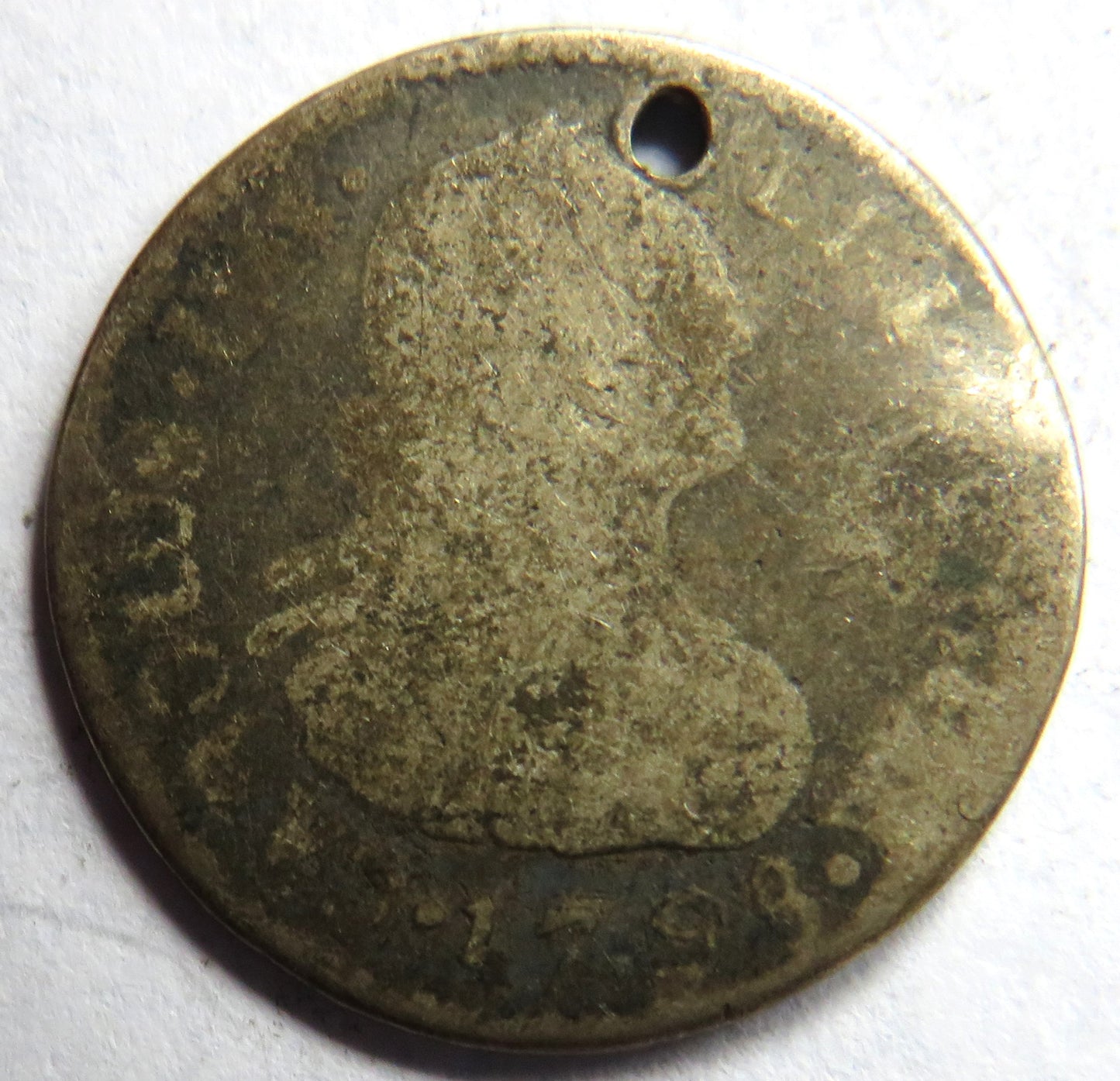 1798 Spanish Colonial Silver 1/2 Real Coin