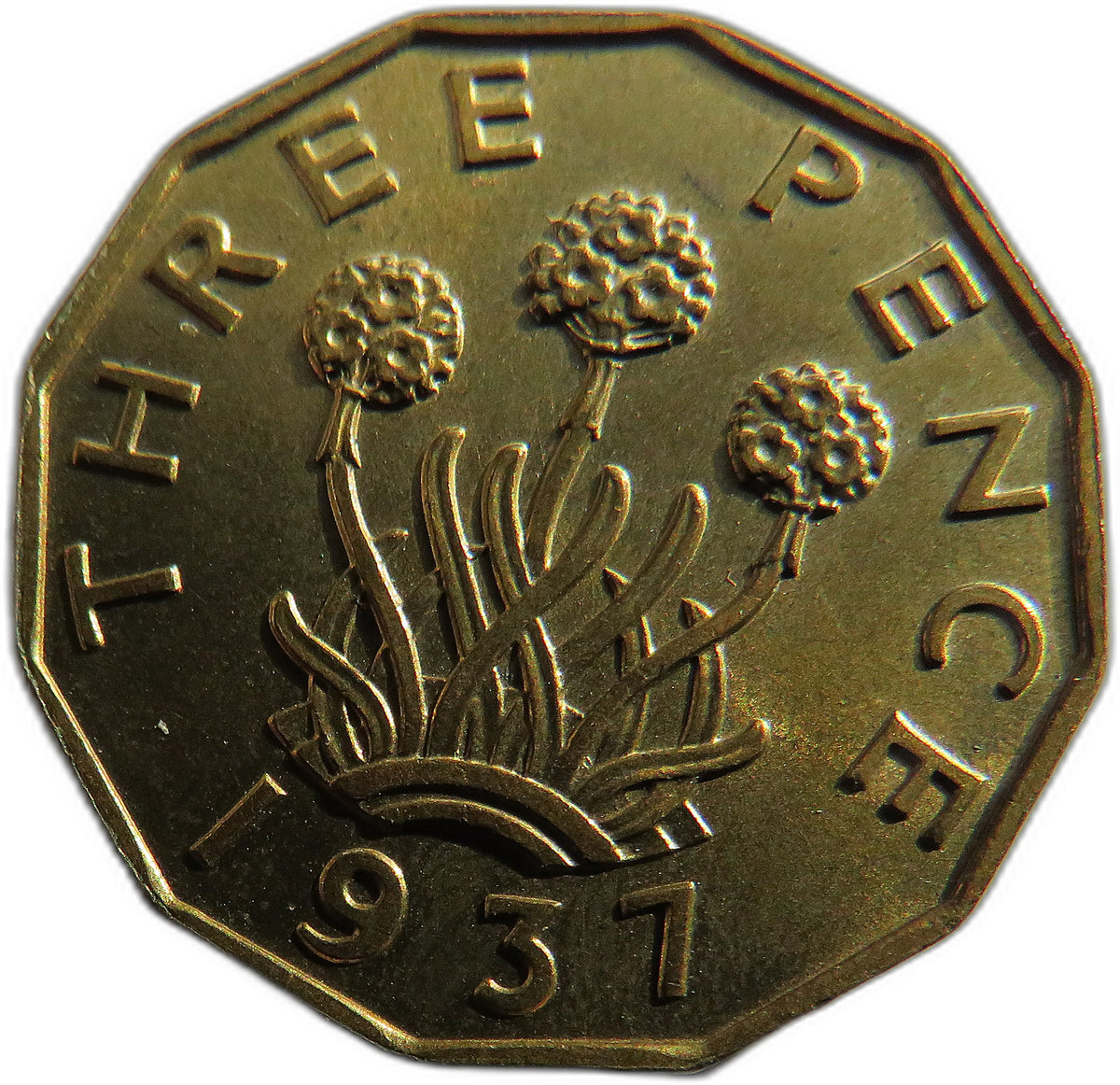 1937 King George VI Brass Threepence Coin In High Grade - Great Britain