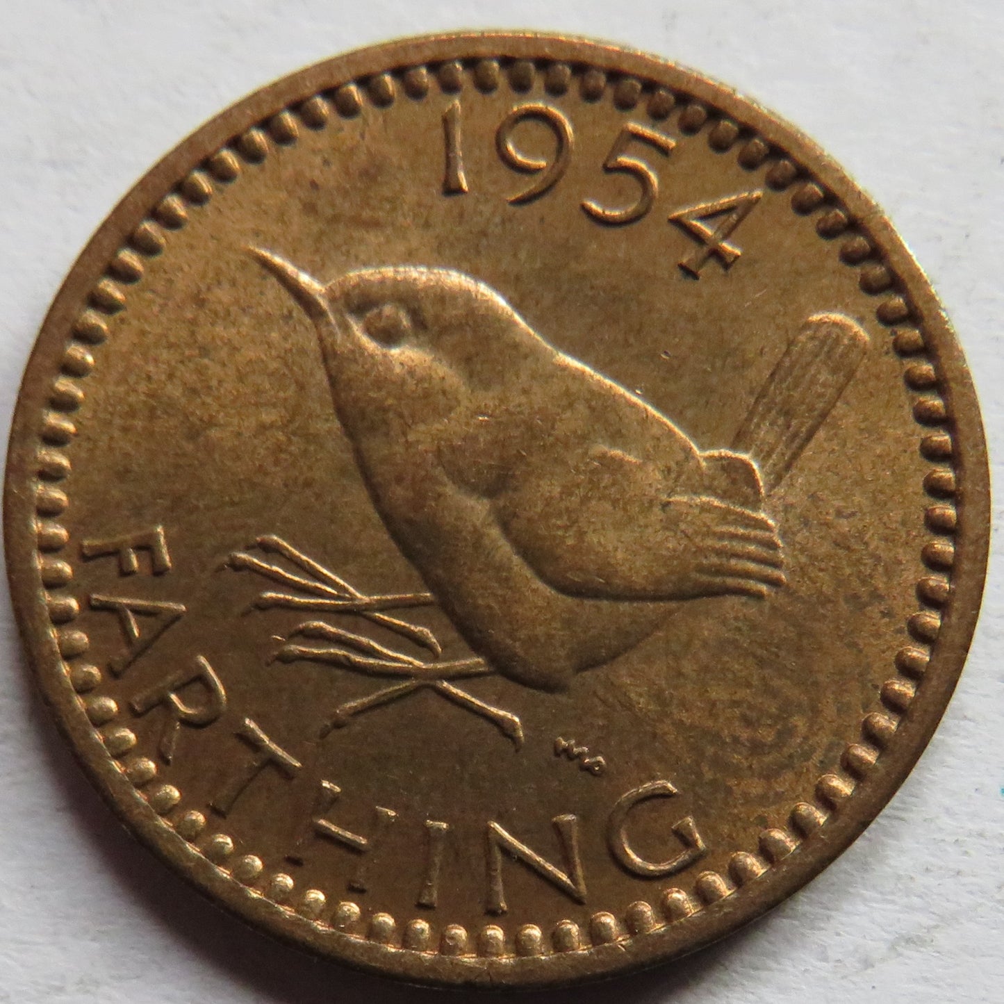 1954 Queen Elizabeth II Farthing Coin - Great Britain