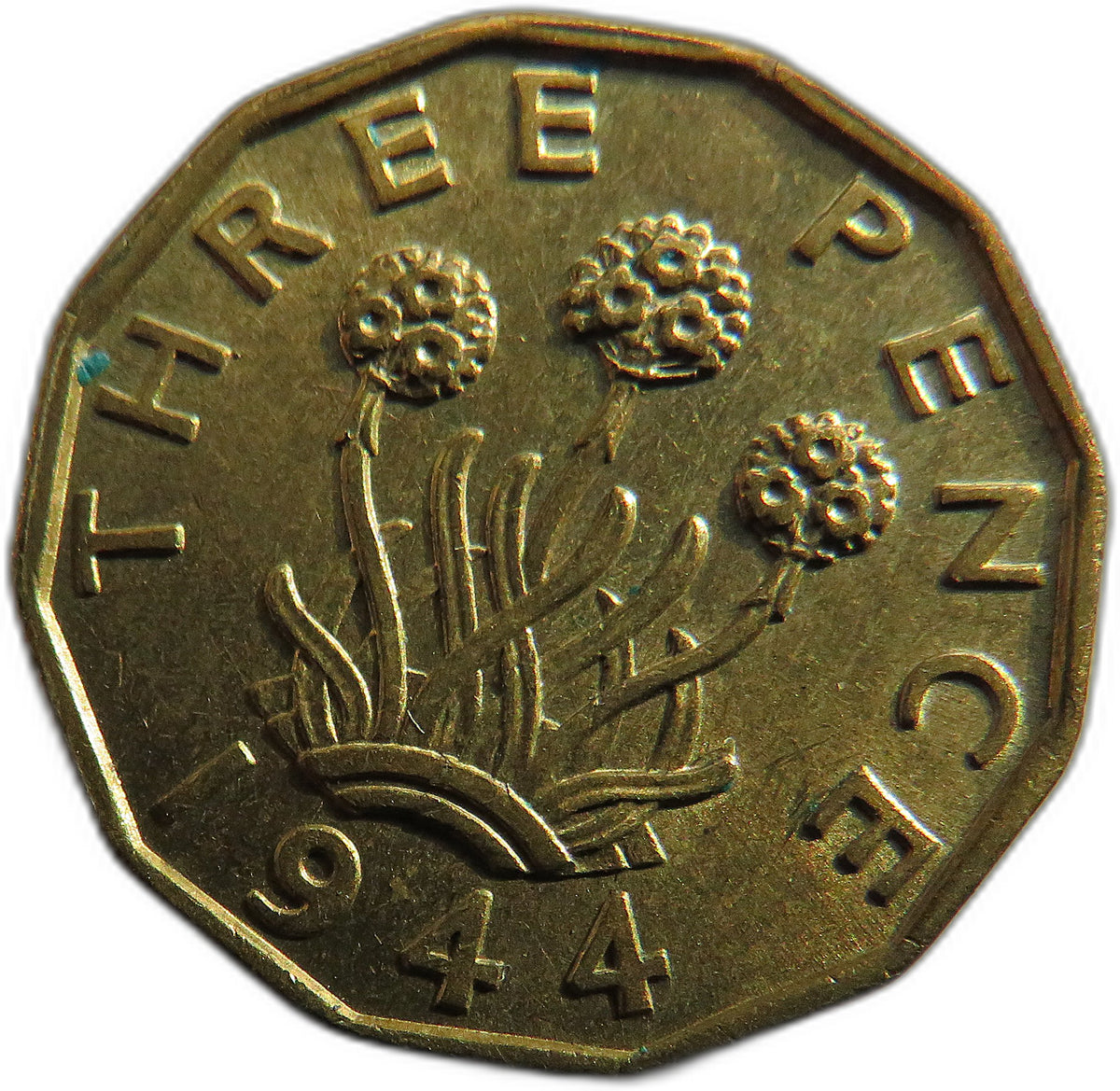 1944 King George VI Brass Threepence Coin In Higher Grade - Great Britain