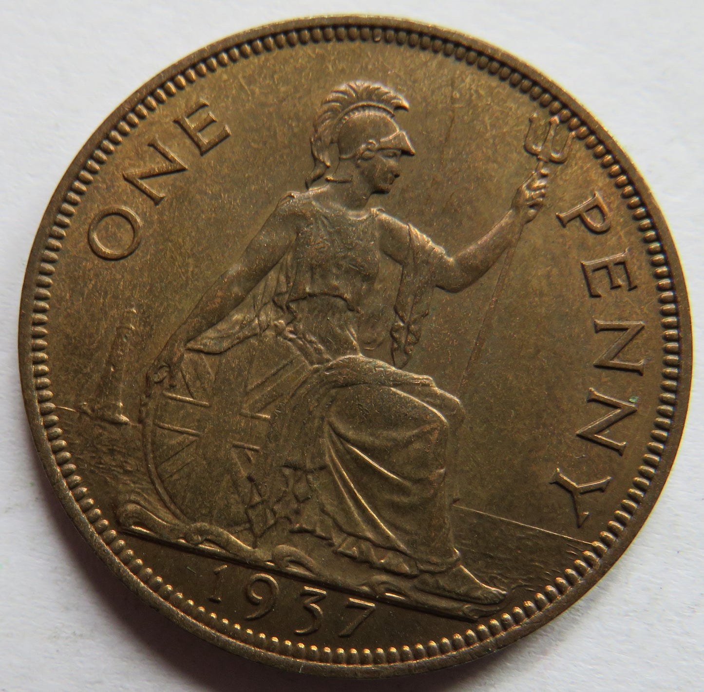 1937 King George VI One Penny Coin In High Grade