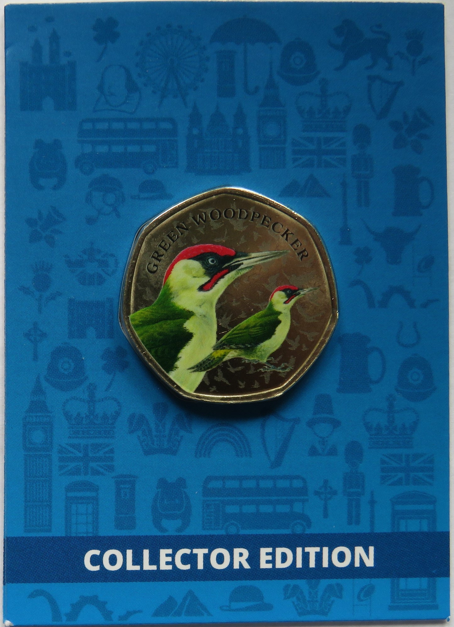 Great British Birds Green Woodpecker Collector Edition Coin In Shape of 50p By Westminster