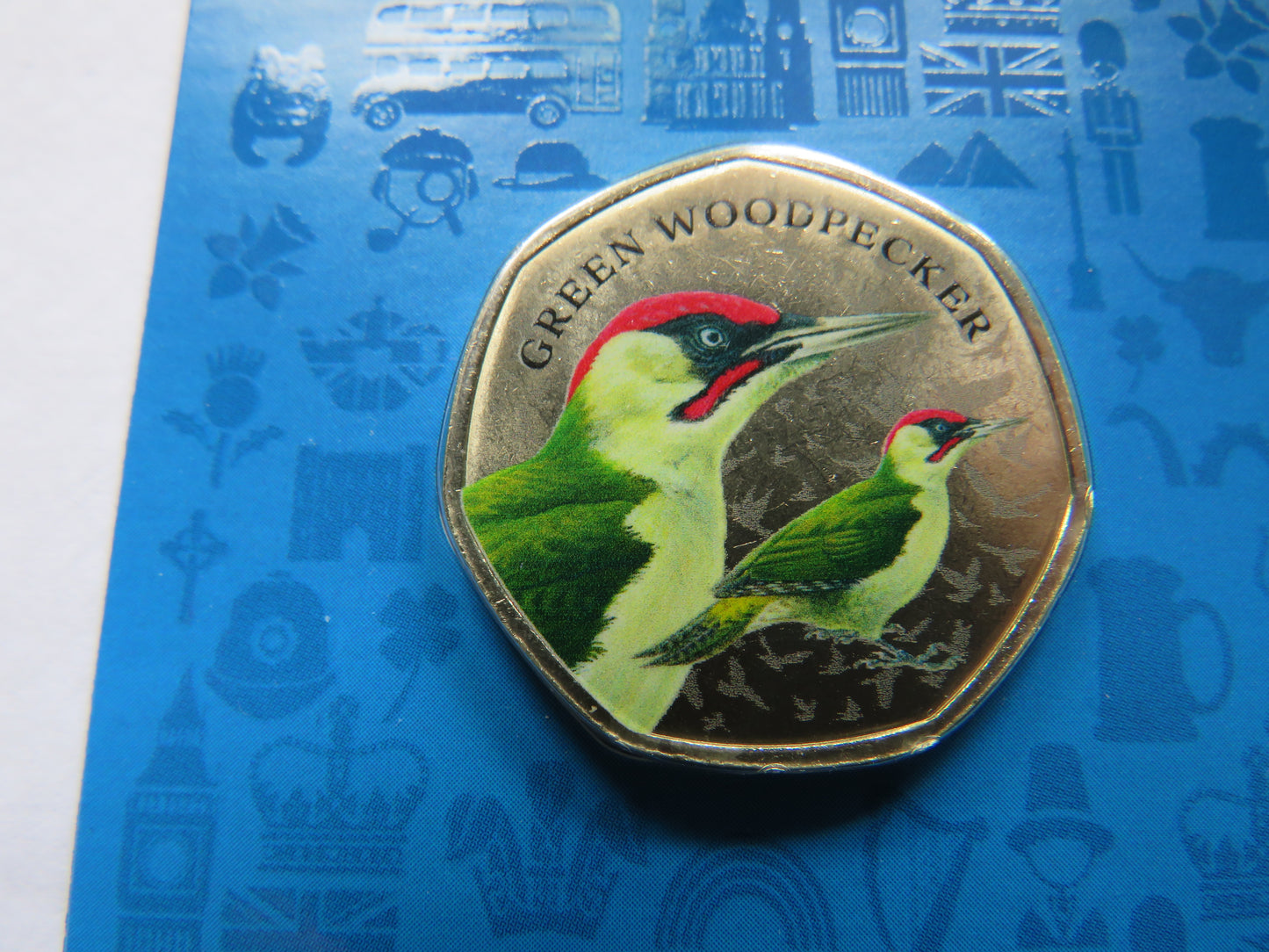 Great British Birds Green Woodpecker Collector Edition Coin In Shape of 50p By Westminster