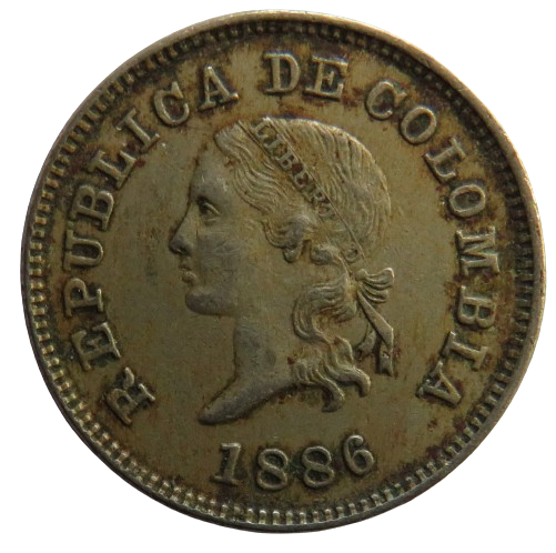 1886 Columbia 5 Centavos Coin
