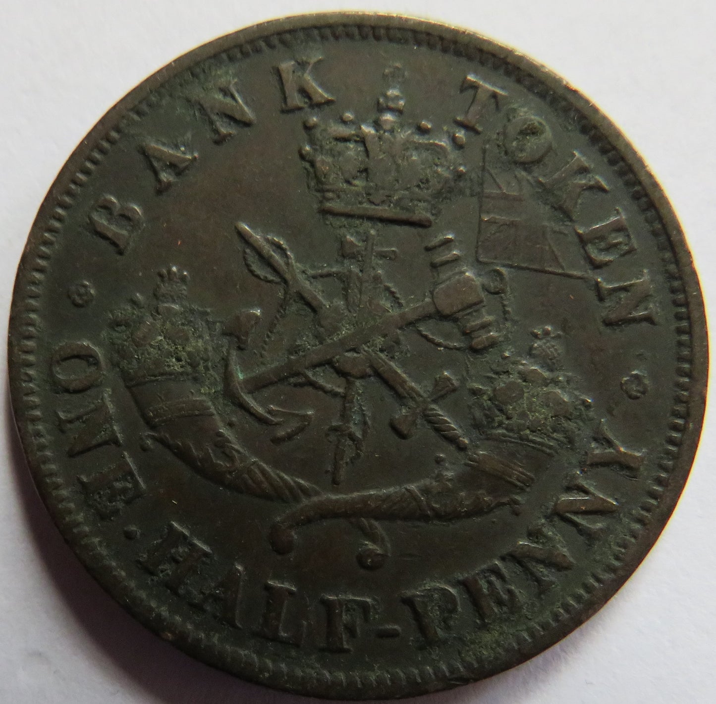 1854 Bank Of Upper Canada Half Penny Bank Token