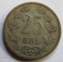 Load image into Gallery viewer, 1900 Norway Silver 25 Ore Coin
