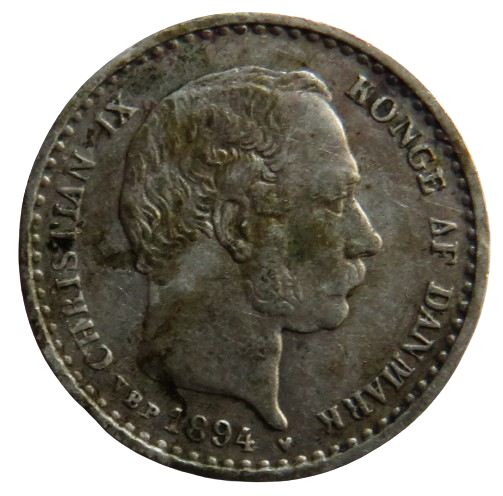 1894 Denmark Silver 10 Ore Coin