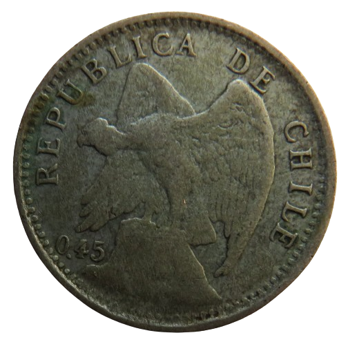 1917 Chile Silver 10 Centavos Coin