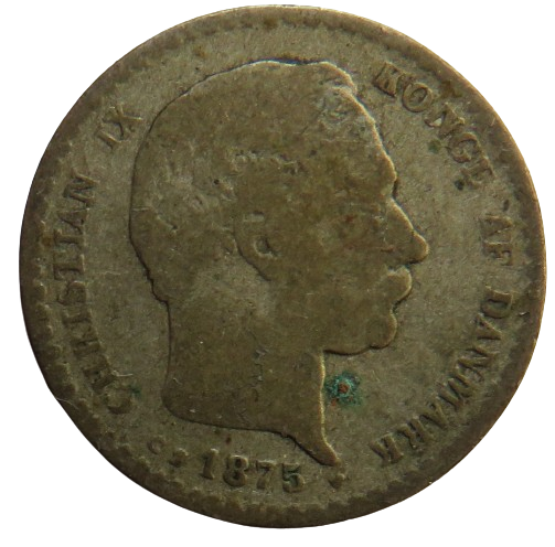 1875 Denmark Silver 10 Ore Coin