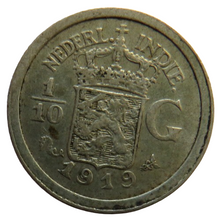 Load image into Gallery viewer, 1919 Netherlands East Indies 1/10 Gulden Coin
